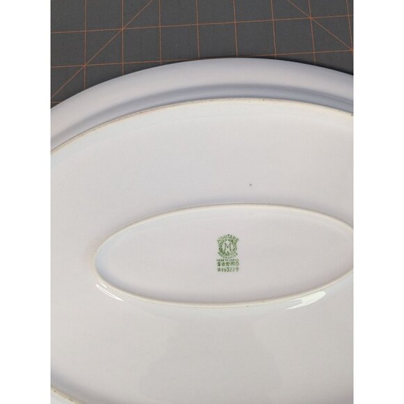 Noritake China Azalea 13 3/4" Hand-Painted Oval Tray platter green M wreath mark - Picture 11 of 13